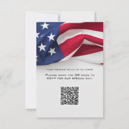 愛国的なアメリカ国旗ウェディングQRコード返信カード 出欠カード