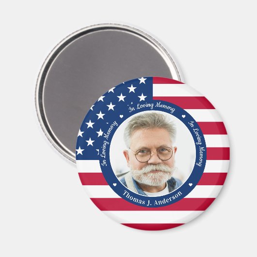 愛国的なアメリカ国旗カスタムの写真追悼碑 マグネット (正面/裏面)