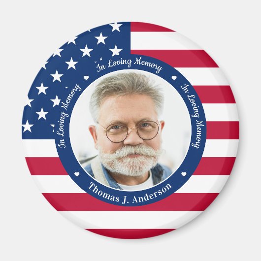 愛国的なアメリカ国旗カスタムの写真追悼碑 マグネット (正面)