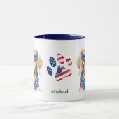 愛国的なアメリカ国旗ゴールデンレトリエバードッグ マグカップ (中央)