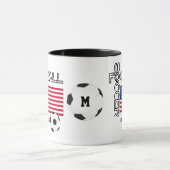 愛国的なアメリカ国旗サッカー世界モノグラム マグカップ (中央)