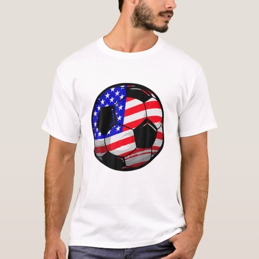 愛国的なアメリカ国旗サッカー7月4日ファム Tシャツ (正面)