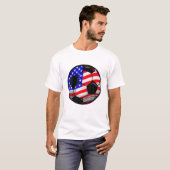 愛国的なアメリカ国旗サッカー7月4日ファム Tシャツ (正面フル)