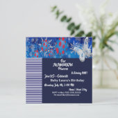 愛国的なアメリカ国旗バタフライバルーン誕生日 招待状 (スタンド正面)