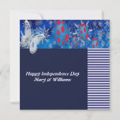 愛国的なアメリカ国旗バタフライバルーン誕生日 招待状 (裏面)