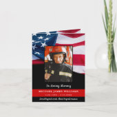 愛国的なアメリカ国旗消防士追悼式 葬儀 サンキューカード (正面)