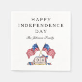 愛国的なアメリカ国旗7月ナプキンスの4日 スタンダードカクテルナプキン (正面)