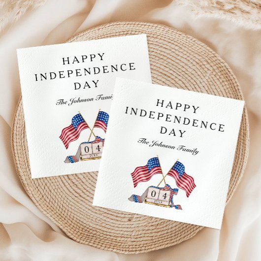 愛国的なアメリカ国旗7月ナプキンスの4日 スタンダードカクテルナプキン