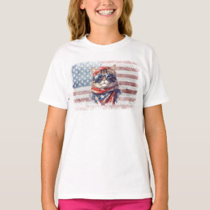 愛国的なアメリカ国旗7月4日の独立記念日 Tシャツ