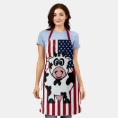 愛国的なアメリカ国旗 エプロン (着用した状態)
