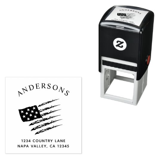 愛国的なアメリカ国旗 |カスタム差出人住所 セルフインキングスタンプ (インサイチュ)