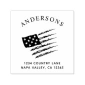愛国的なアメリカ国旗 |カスタム差出人住所 セルフインキングスタンプ (デザイン)