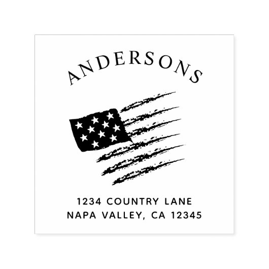 愛国的なアメリカ国旗 |カスタム差出人住所 セルフインキングスタンプ (デザイン)