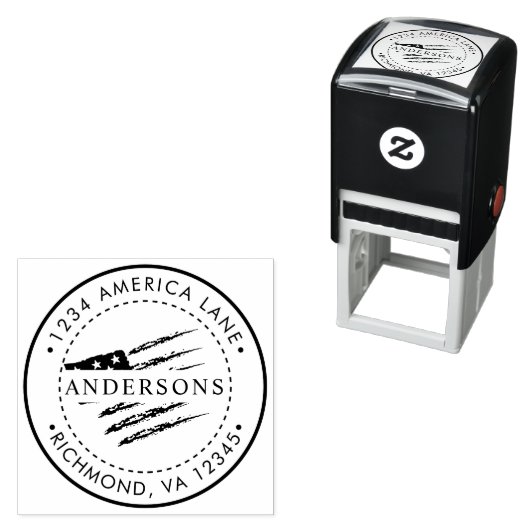 愛国的なアメリカ国旗 |カスタム差出人住所 セルフインキングスタンプ (インサイチュ)