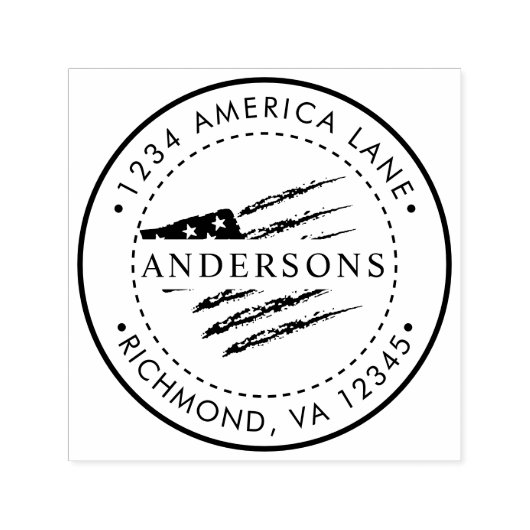 愛国的なアメリカ国旗 |カスタム差出人住所 セルフインキングスタンプ (デザイン)