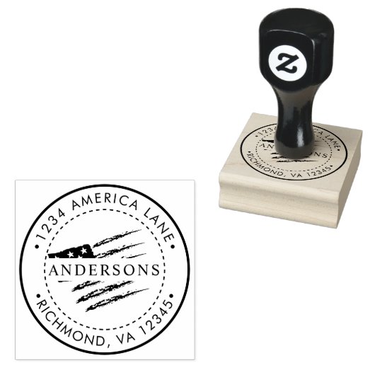 愛国的なアメリカ国旗 |カスタム差出人住所 ラバースタンプ (押印)