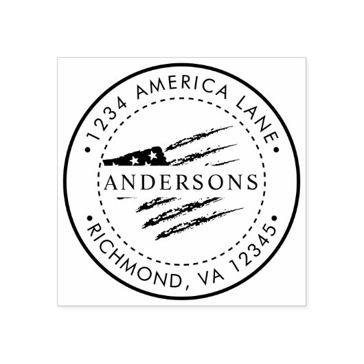 愛国的なアメリカ国旗 |カスタム差出人住所 ラバースタンプ (インプリント)