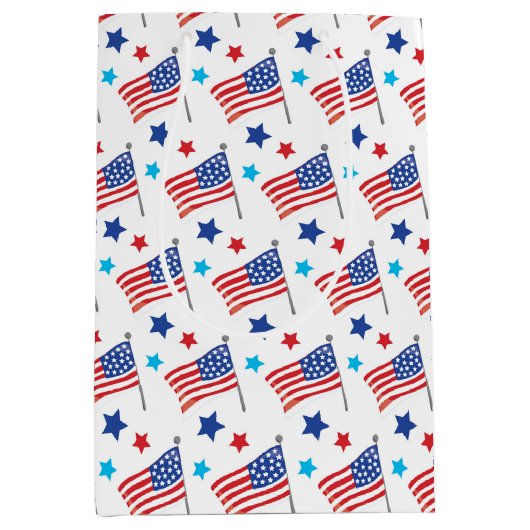 愛国的なアメリカ国旗 ミディアムペーパーバッグ (正面)