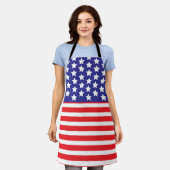 愛国的なアメリカ国旗 星条旗 アメリカン エプロン (着用した状態)
