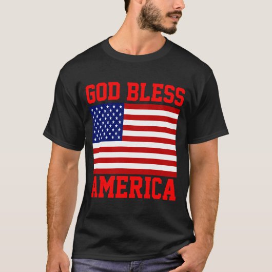 愛国的なアメリカ国旗 神の恵みをアメリカに Tシャツ (正面)