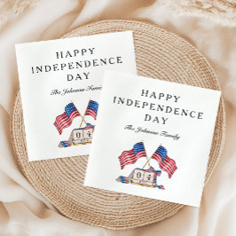 愛国的なアメリカ国旗 4th of July ナプキン スタンダードカクテルナプキン