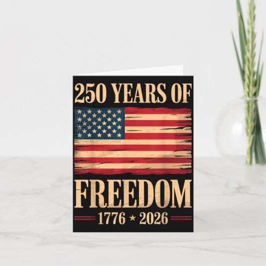 愛国的なアメリカ国旗 7月4日 250周年記念 カード (正面)