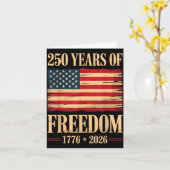 愛国的なアメリカ国旗 7月4日 250周年記念 カード (黄色い花)