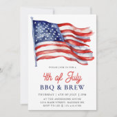愛国的なアメリカ国旗 7月4日 BBQ 家族 招待状 (正面)