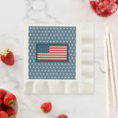 愛国的なアメリカ国旗BBQ 7月4日ピクニック 縁ありランチョンナプキン (インサイチュ)