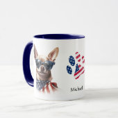 愛国的なアメリカ国旗Chihuahua Dog マグカップ (正面左)