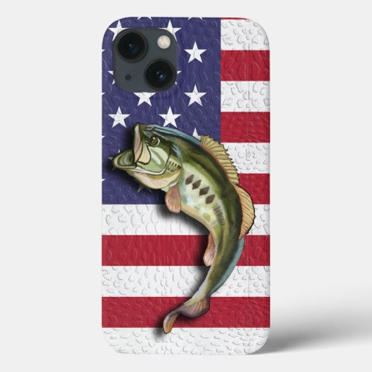 愛国的なアメリカ国旗Largemouth Bass魚釣り Case-Mate iPhoneケース (裏面)