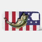 愛国的なアメリカ国旗Largemouth Bass魚釣り Case-Mate iPhoneケース (裏面 (横))