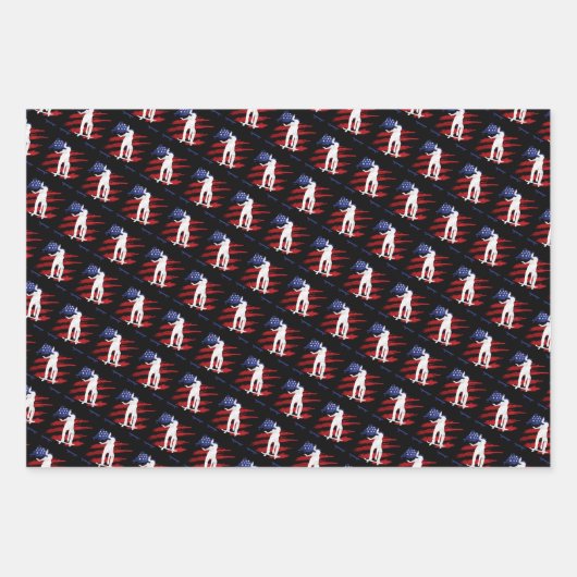 愛国的なアメリカ女性のスケートボード ラッピングペーパーシート (正面3)