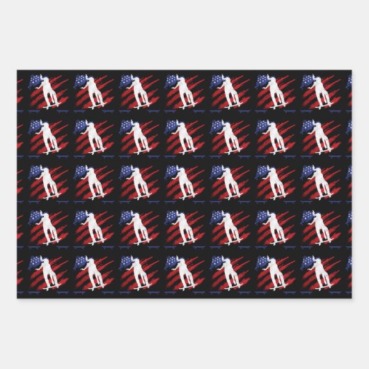 愛国的なアメリカ女性のスケートボード ラッピングペーパーシート (正面)