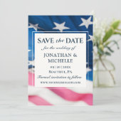 愛国的なアメリカ感動的結婚国旗 セーブザデート (スタンド正面)
