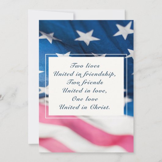 愛国的なアメリカ感動的結婚国旗 セーブザデート (裏面)