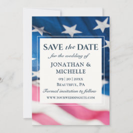 愛国的なアメリカ感動的結婚国旗 セーブザデート