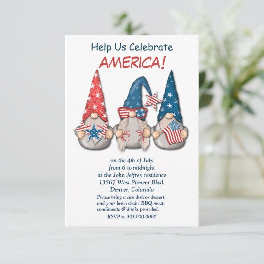愛国的なアメリカ格言独立記念日パーティー 招待状 (スタンド正面)