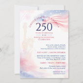 愛国的なアメリカ独立250周年記念日 7月4日 招待状 (正面)