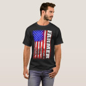 愛国的なアメリカ農家トラクター農家米国国旗 Tシャツ (正面フル)