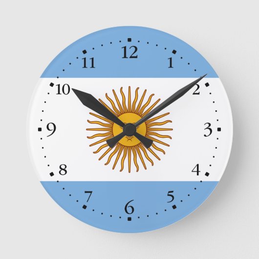 愛国的なアルゼンチンの旗 ラウンド壁時計 (正面)