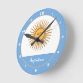愛国的なアルゼンチン国旗&アルゼンチンホーム/デザイン ラウンド壁時計 (傾斜)
