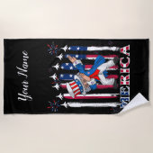 愛国的なアンクルサム・ダビング7月4日 ビーチタオル (正面)