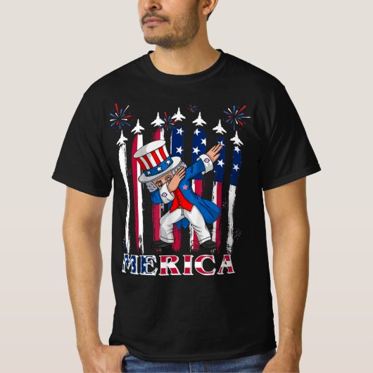 愛国的なアンクルサム・ダビング7月4日 Tシャツ (正面)