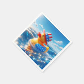 愛国的なイエローゴムアヒル スタンダードカクテルナプキン (角)