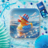 愛国的なイエローゴムアヒル ペーパープレート (パーティー)