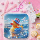 愛国的なイエローゴムアヒル ペーパープレート (パーティー)