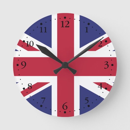 愛国的なイギリスの旗 ラウンド壁時計 (正面)