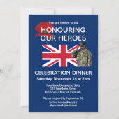 愛国的なイギリス国旗付き退役軍人ディナー 招待状 (正面)