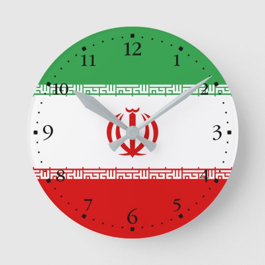 愛国的なイラン国旗 ラウンド壁時計 (正面)